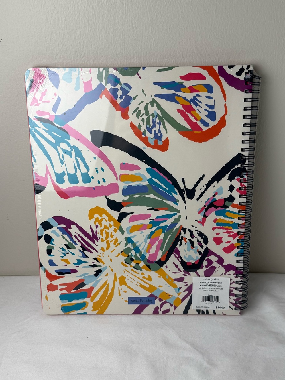 NWT Vera Bradley Butterfly Flutter White Large Notebook New - Picture 3 of 4